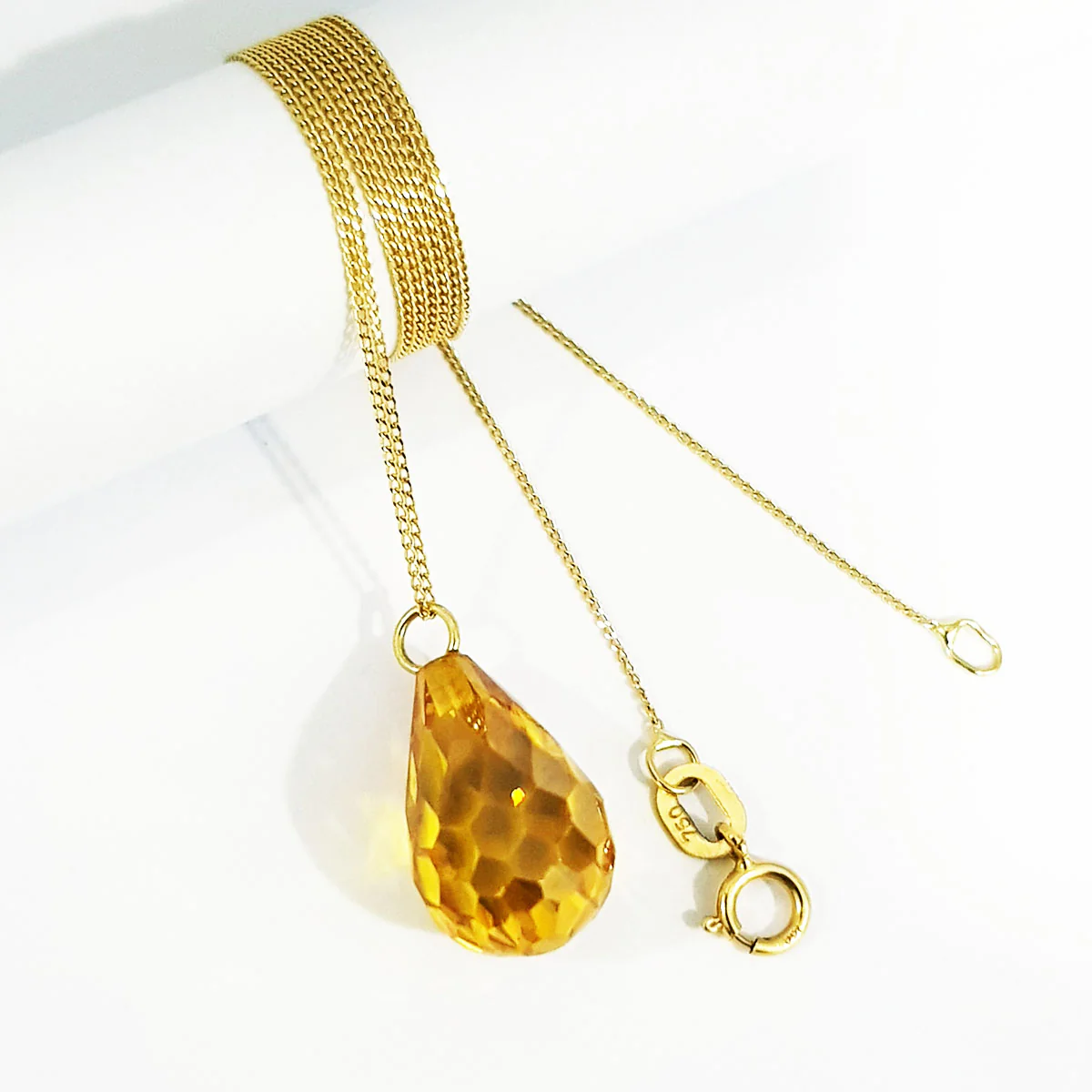 18K Pure Gold Yellow Gem Necklace - Image 3