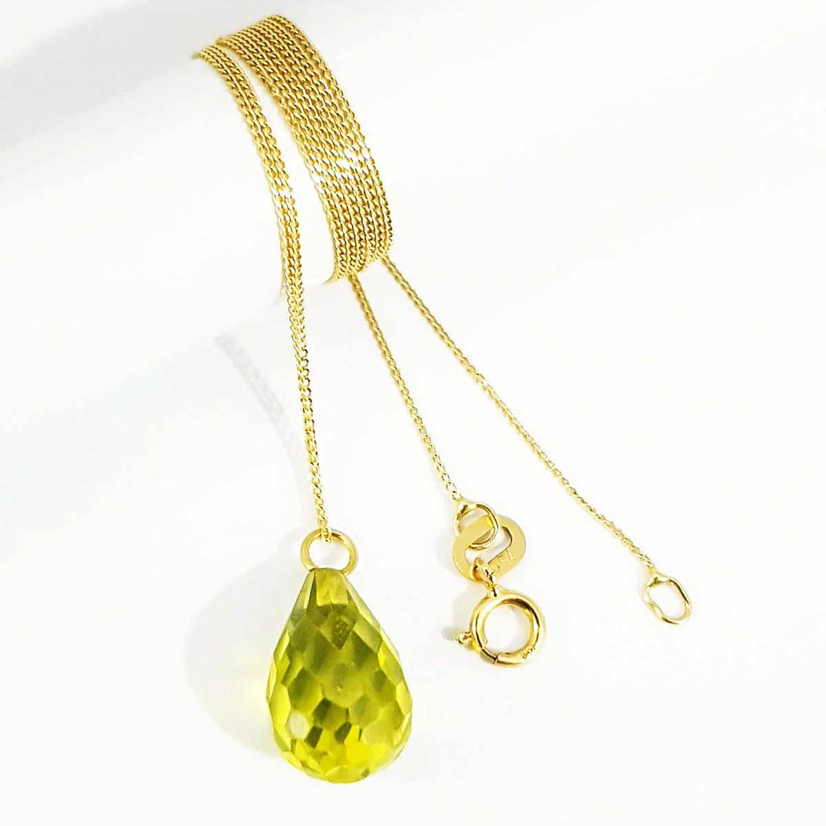 18K Pure Gold Yellow Gem Necklace - Image 3
