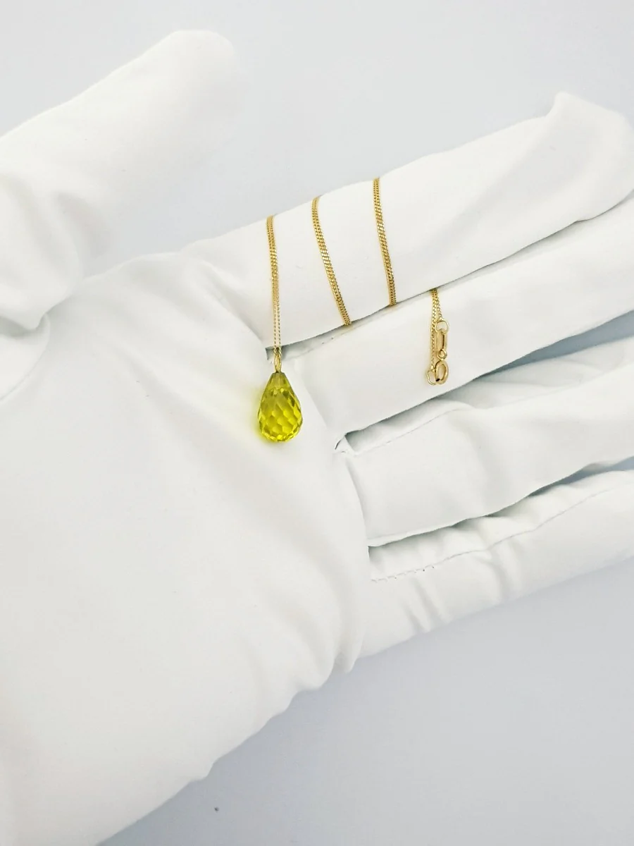 18K Pure Gold Yellow Gem Necklace - Image 4