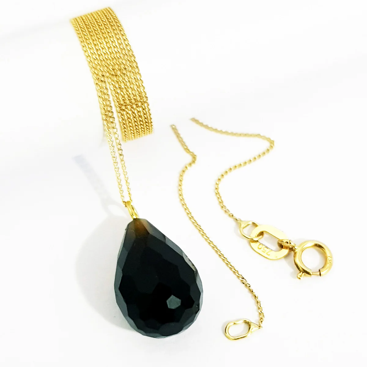 18K Pure Gold Black Gem Necklace - Image 3
