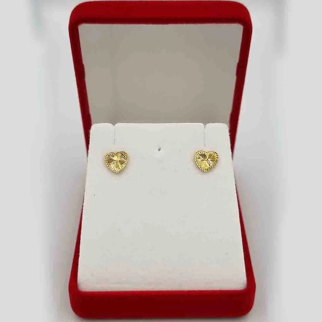 18K Pure Gold Heart Design Screw Earrings - Image 3