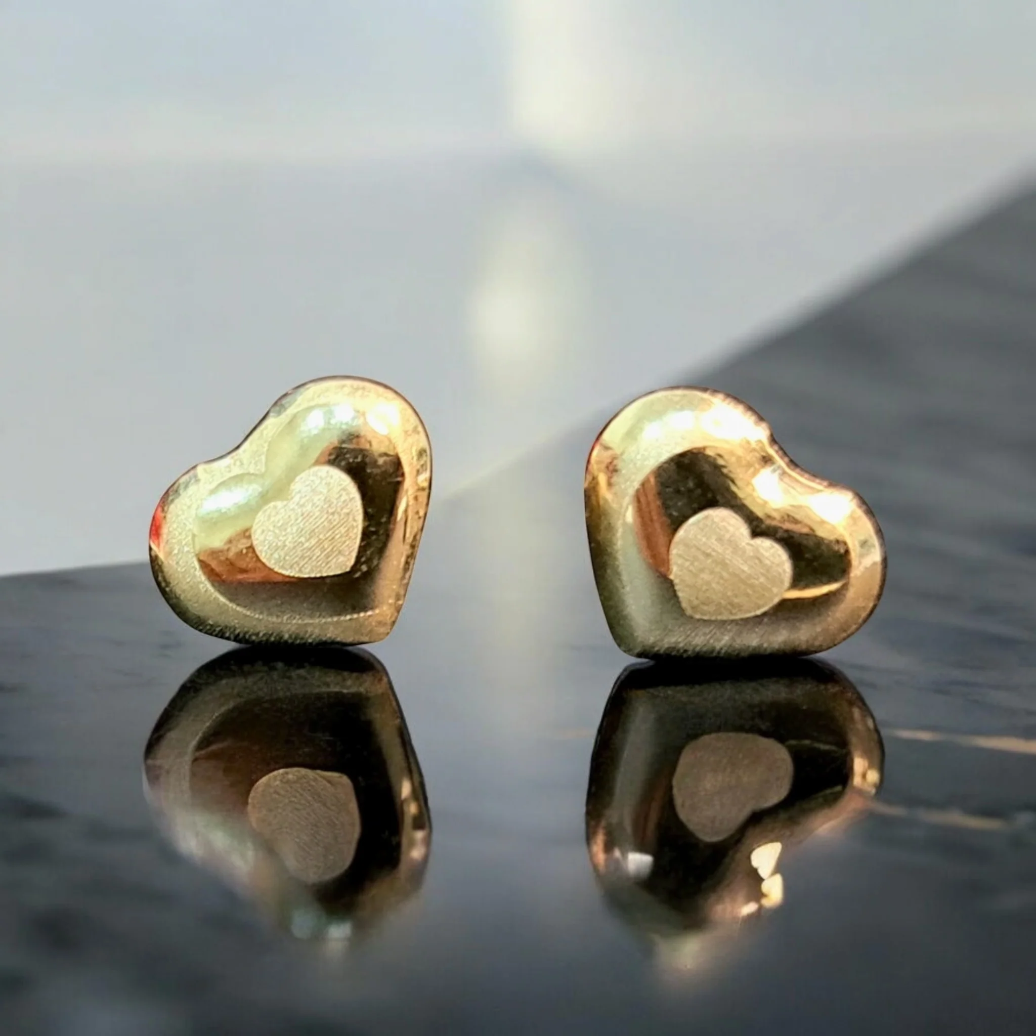 18K Pure Gold Heart Earring Set Talagold