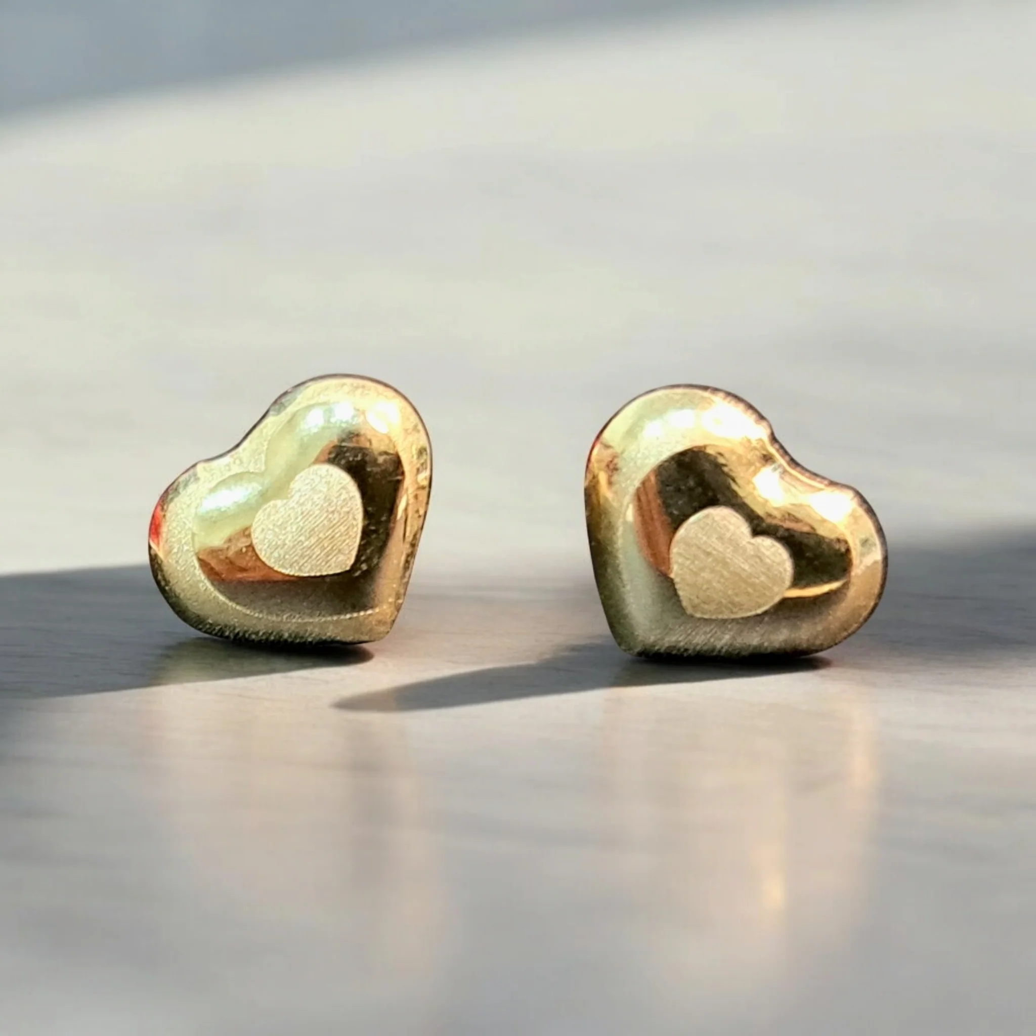 18K Pure Gold Heart Earring Set Talagold - Image 2