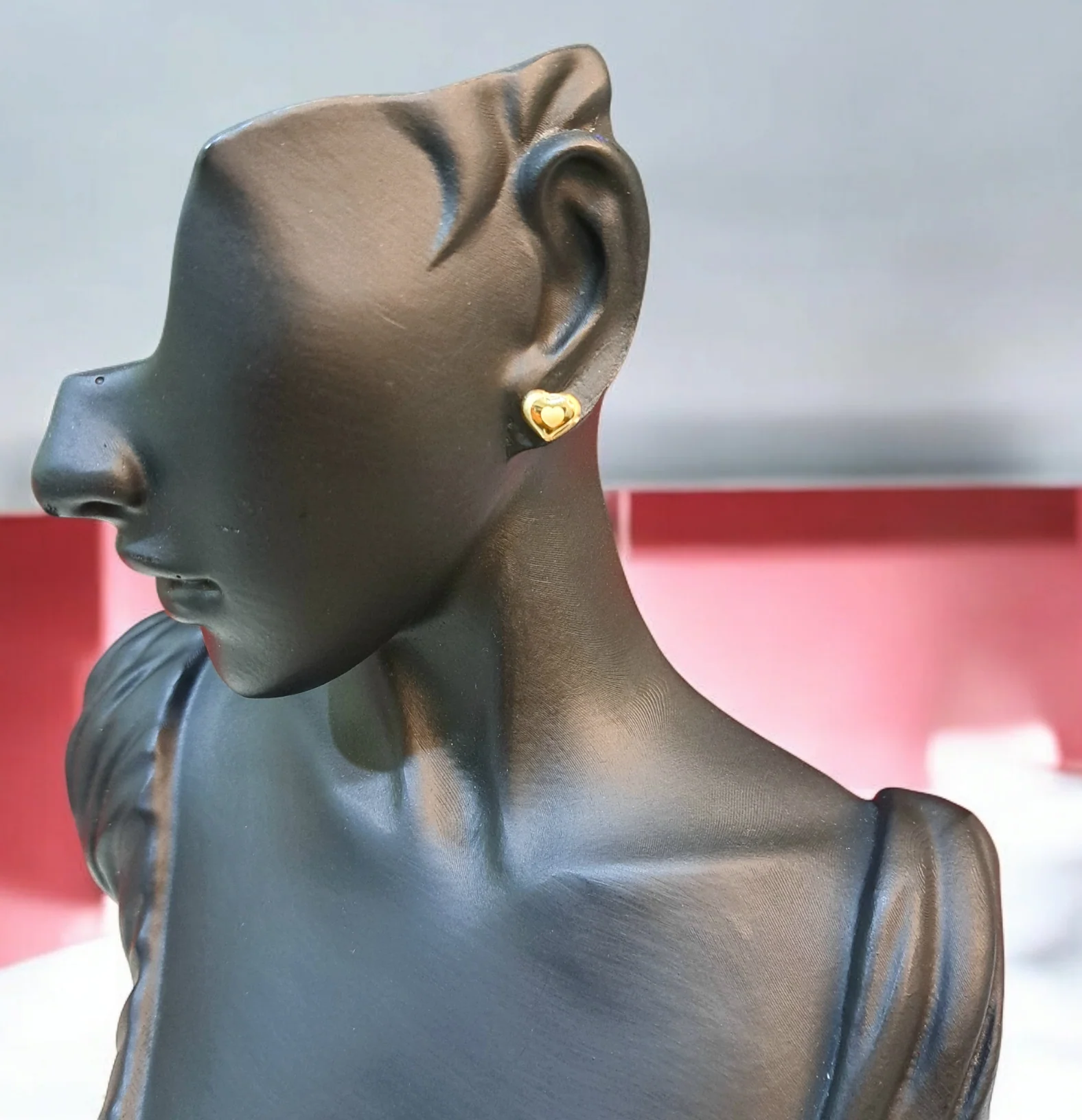 18K Pure Gold Heart Earring Set Talagold - Image 3