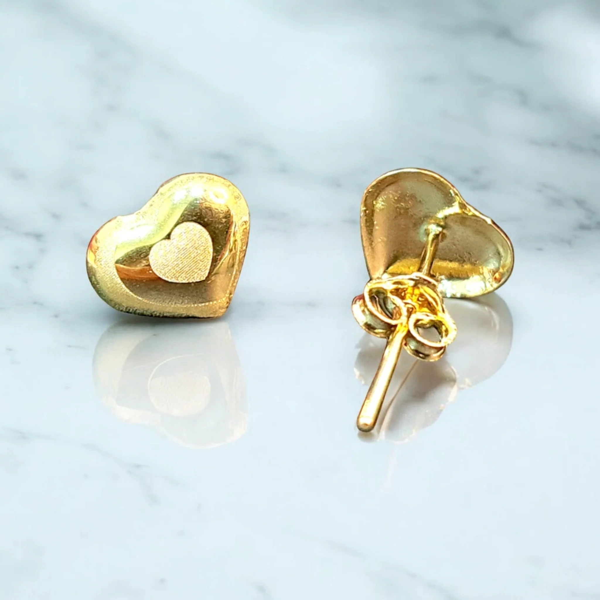 18K Pure Gold Heart Earring Set Talagold - Image 4