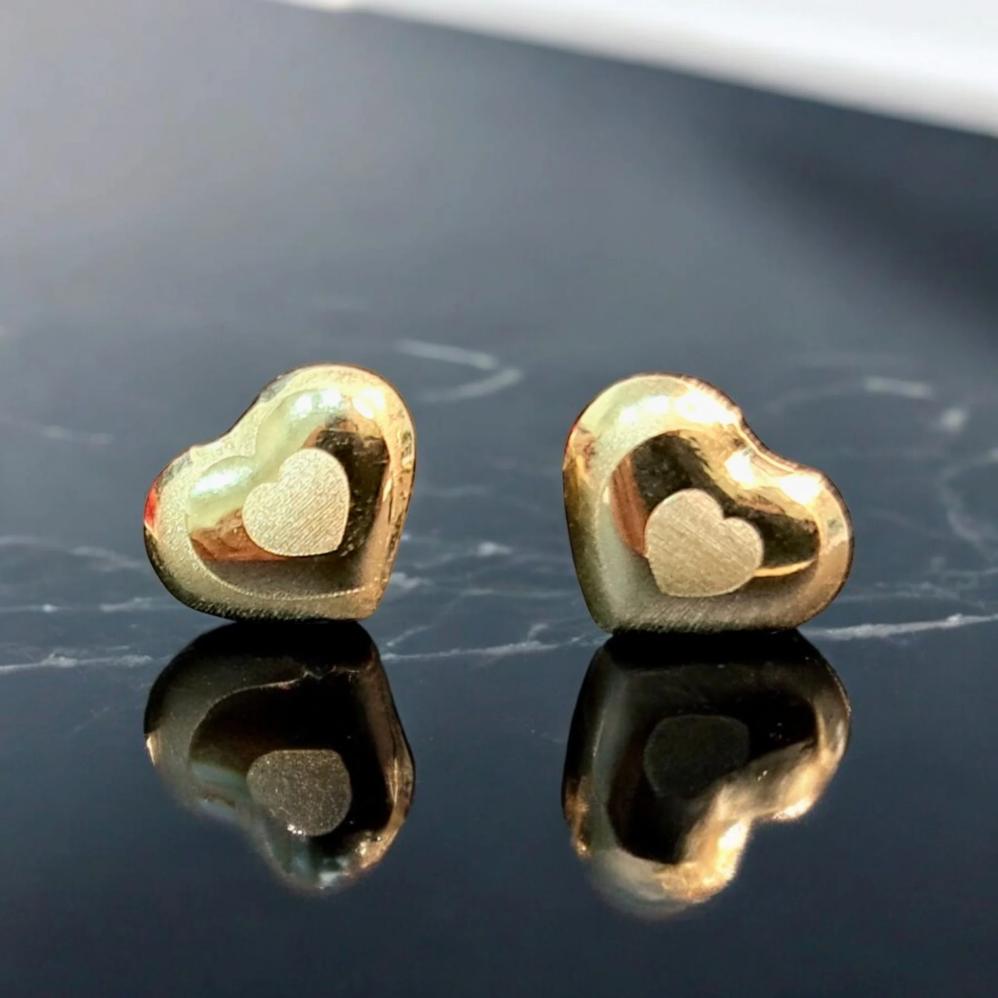 18K Pure Gold Heart Earring Set Talagold - Image 5
