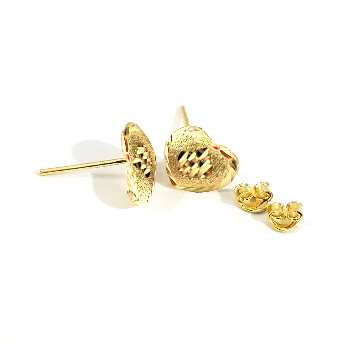 18K Pure Gold Heart Earrings - Image 3