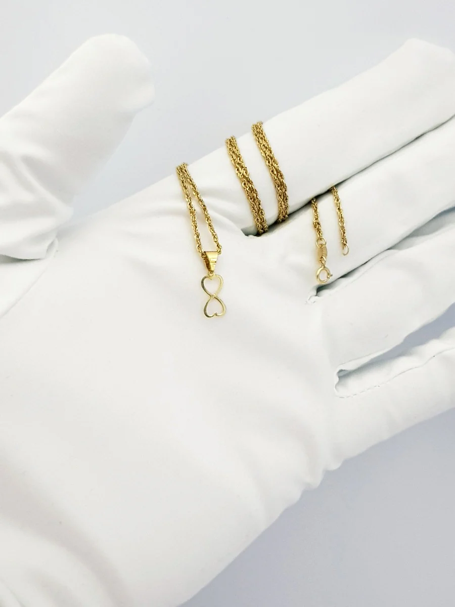 18K Pure Gold Heart Infinity Necklace - Image 4