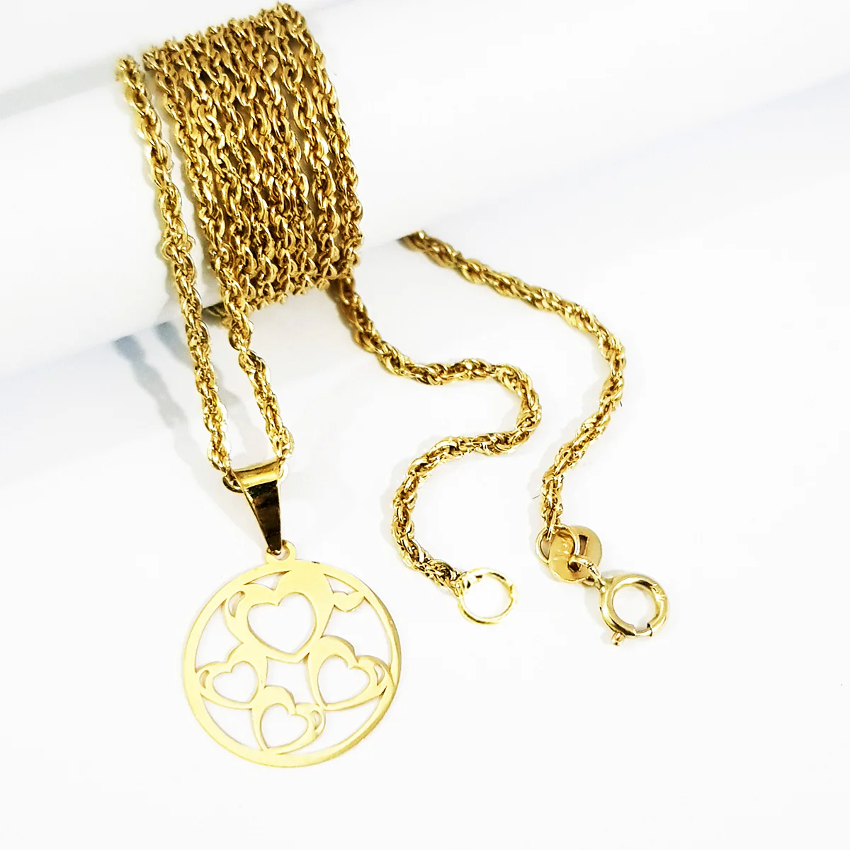 18K Pure Gold Heart Necklace - Image 3