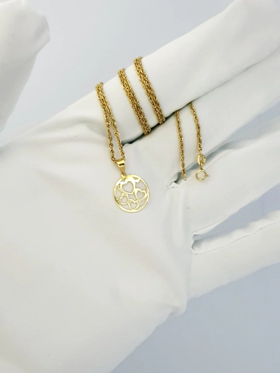 18K Pure Gold Heart Necklace - Image 4