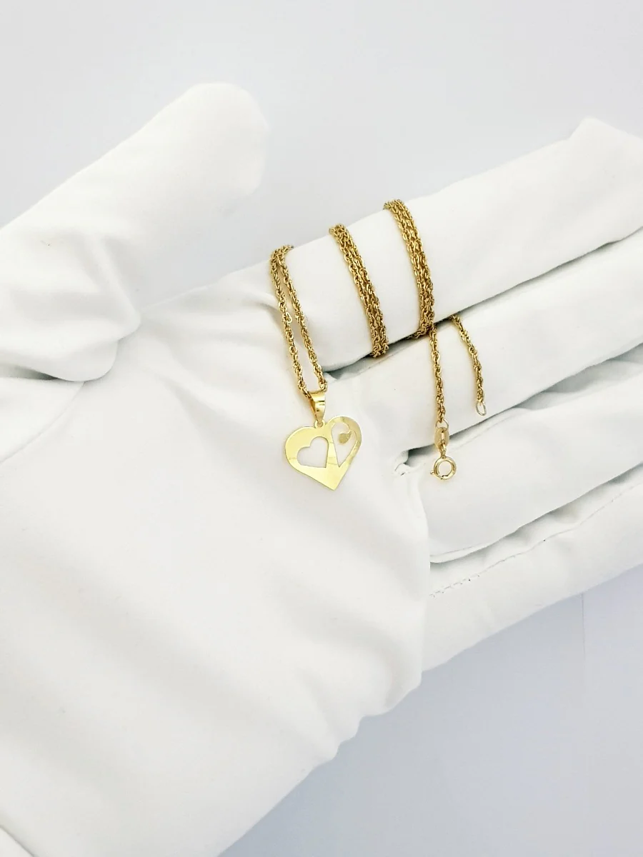 18K Pure Gold Heart Necklace - Image 4