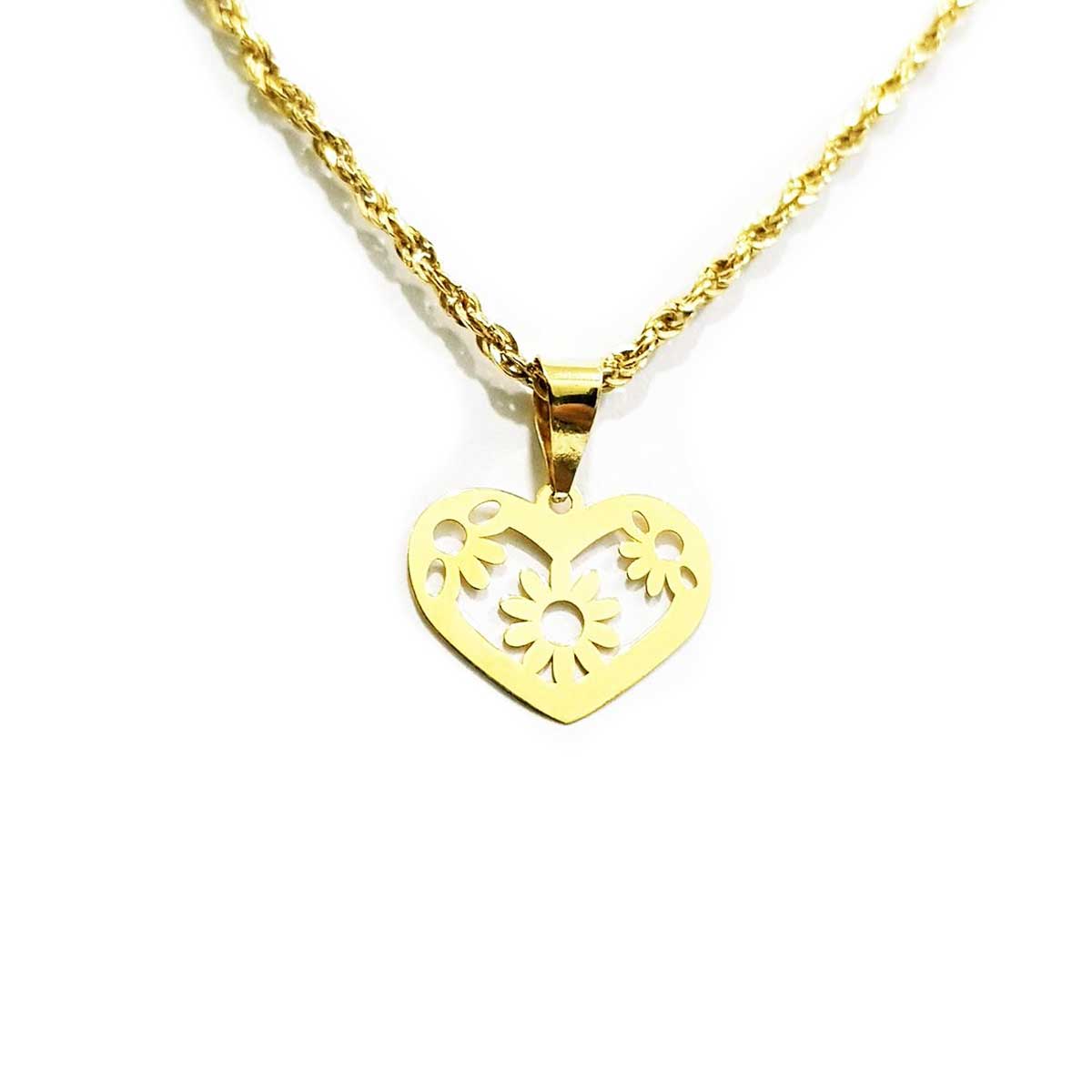 18K Pure Gold Heart Necklace