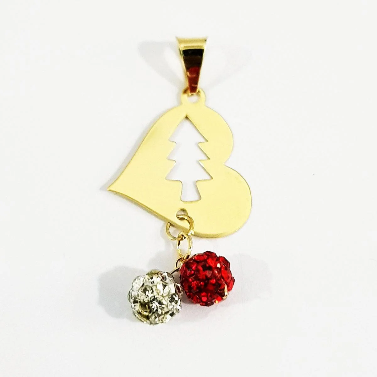 18K Pure Gold Heart With Swarski Design Necklace - Image 4