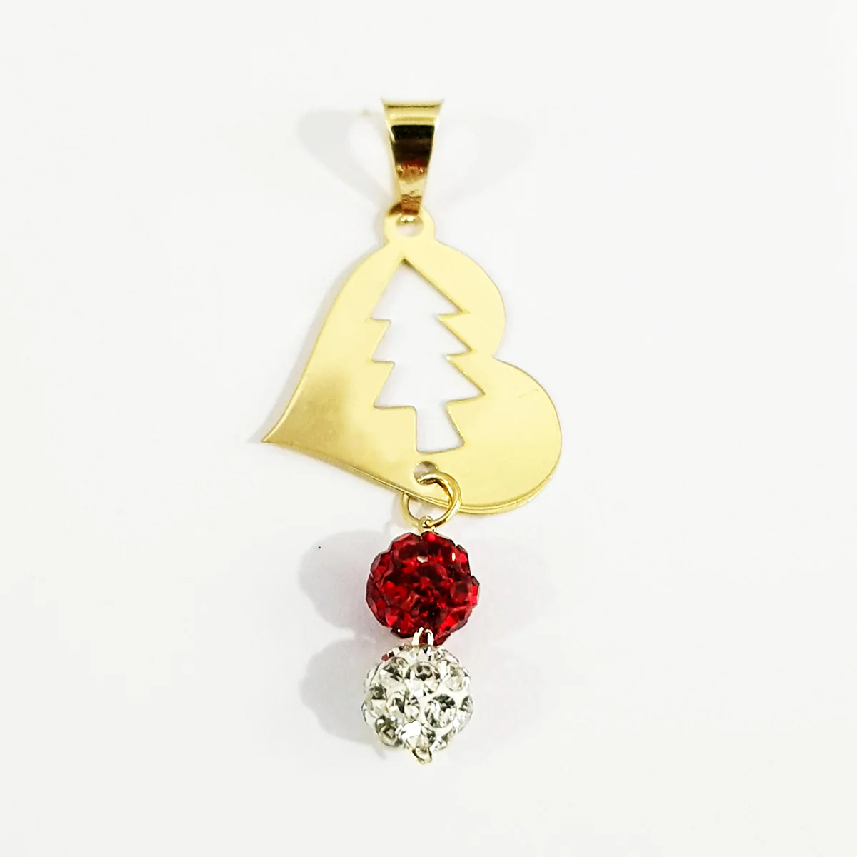 18K Pure Gold Heart w/ Swarski Design Necklace - Image 3