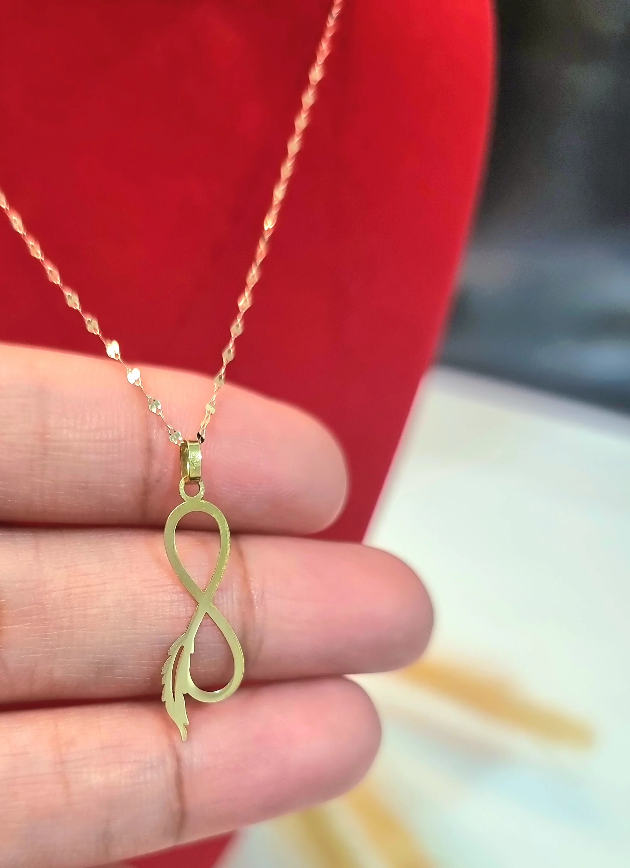 18K Pure Gold Infinity Necklace - Image 5