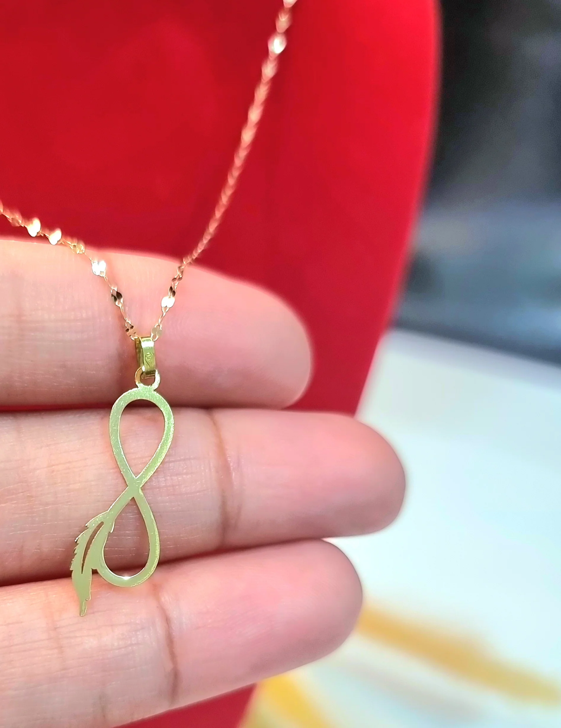 18K Pure Gold Infinity Necklace - Image 6