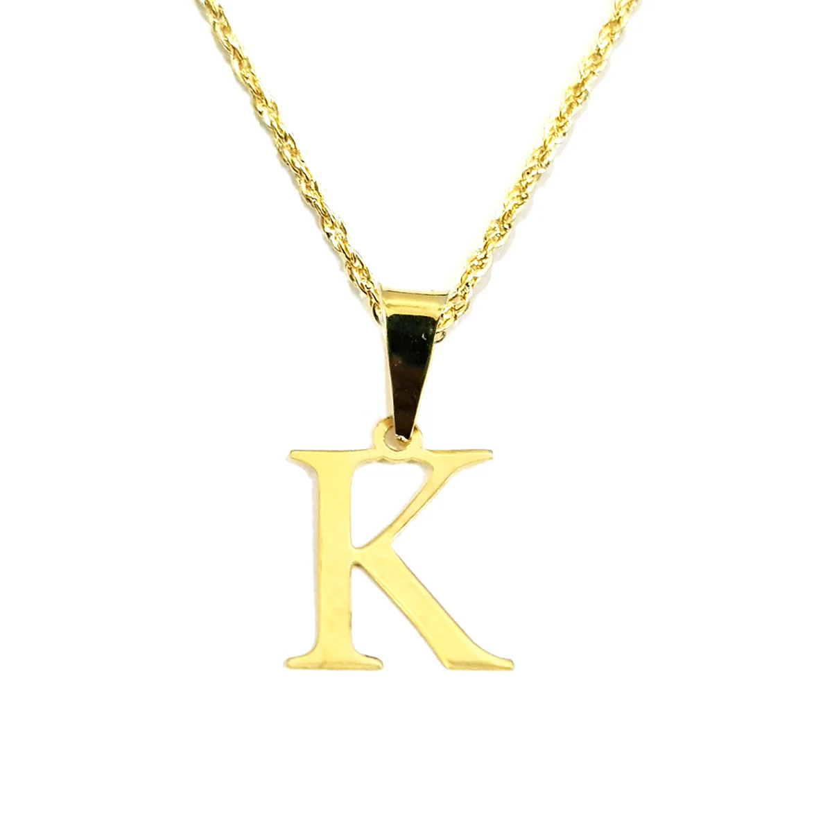 18K Pure Gold Letter K Design Necklace