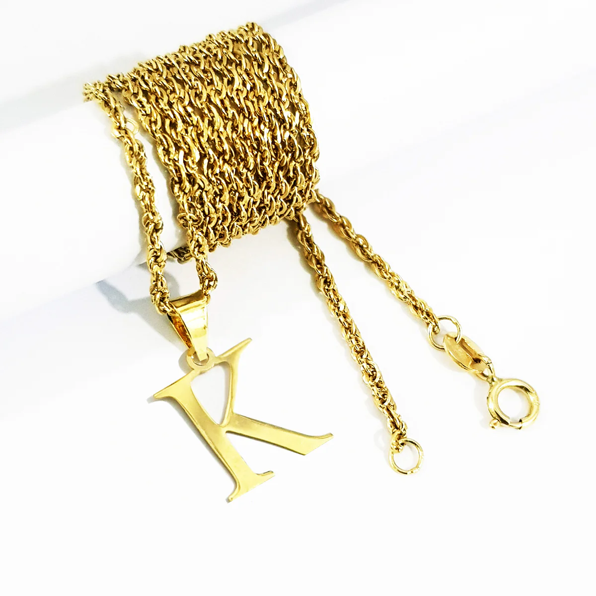 18K Pure Gold Letter K Design Necklace - Image 3