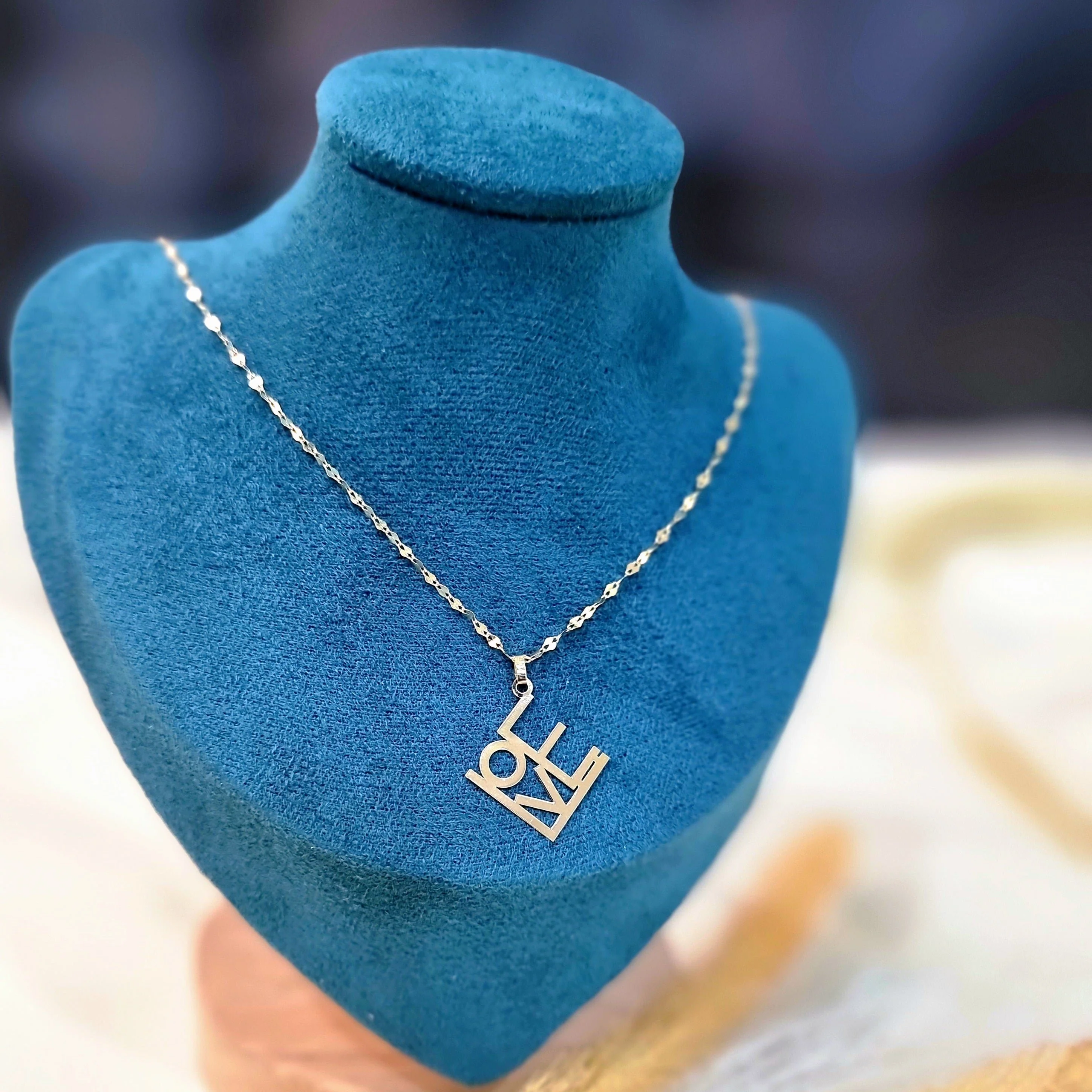 18K Pure Gold Love Design Pendant Necklace - Image 3