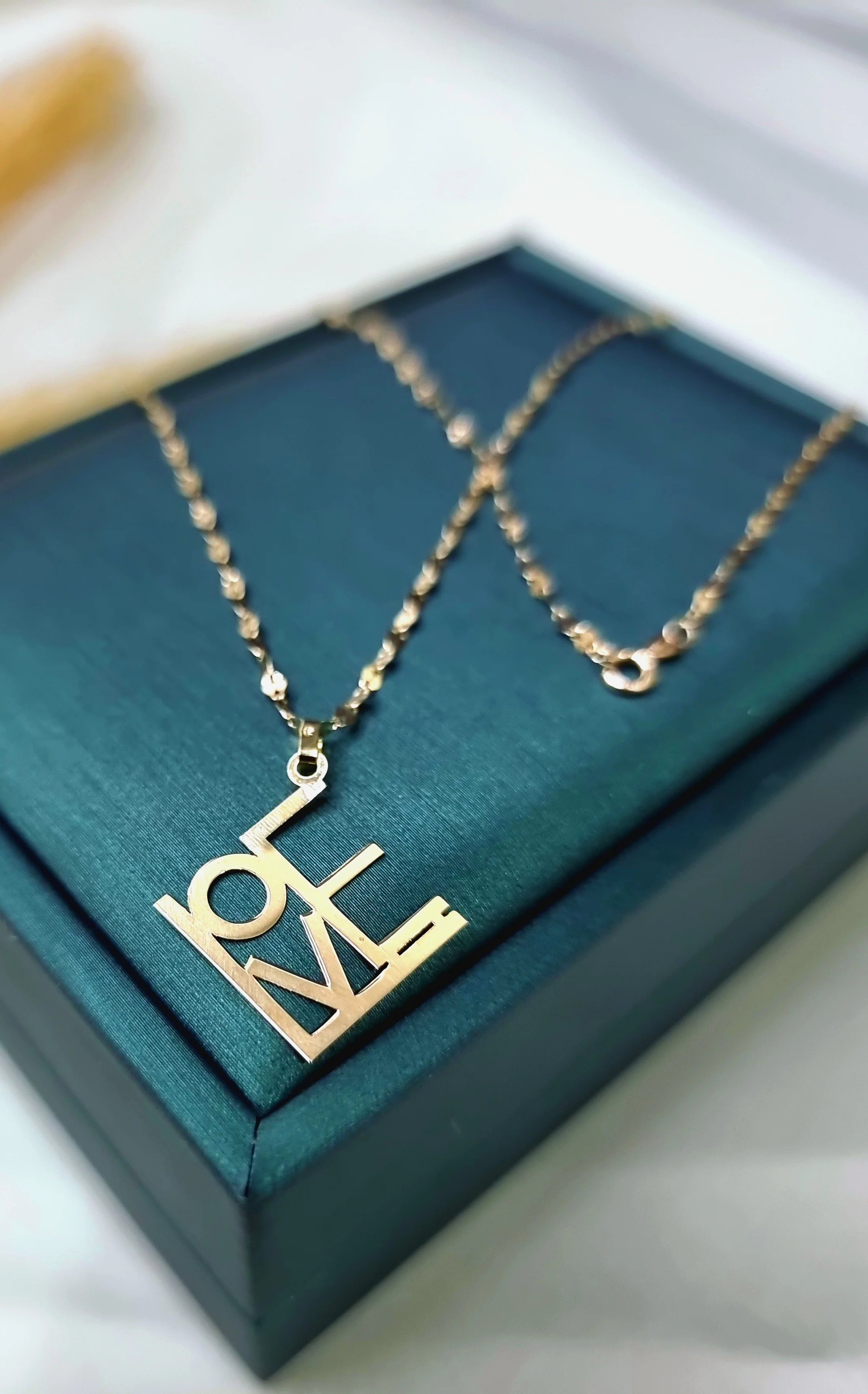 18K Pure Gold Love Design Pendant Necklace - Image 5