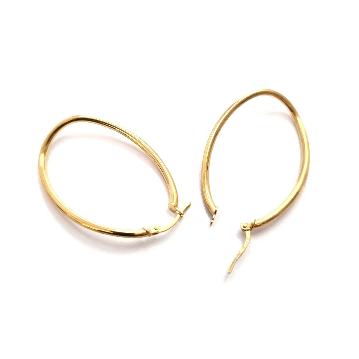 18K Pure Gold Oval Hoop Earrings Design