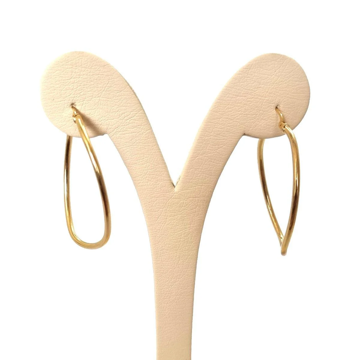 18K Pure Gold Oval Hoop Earrings Design - Image 3