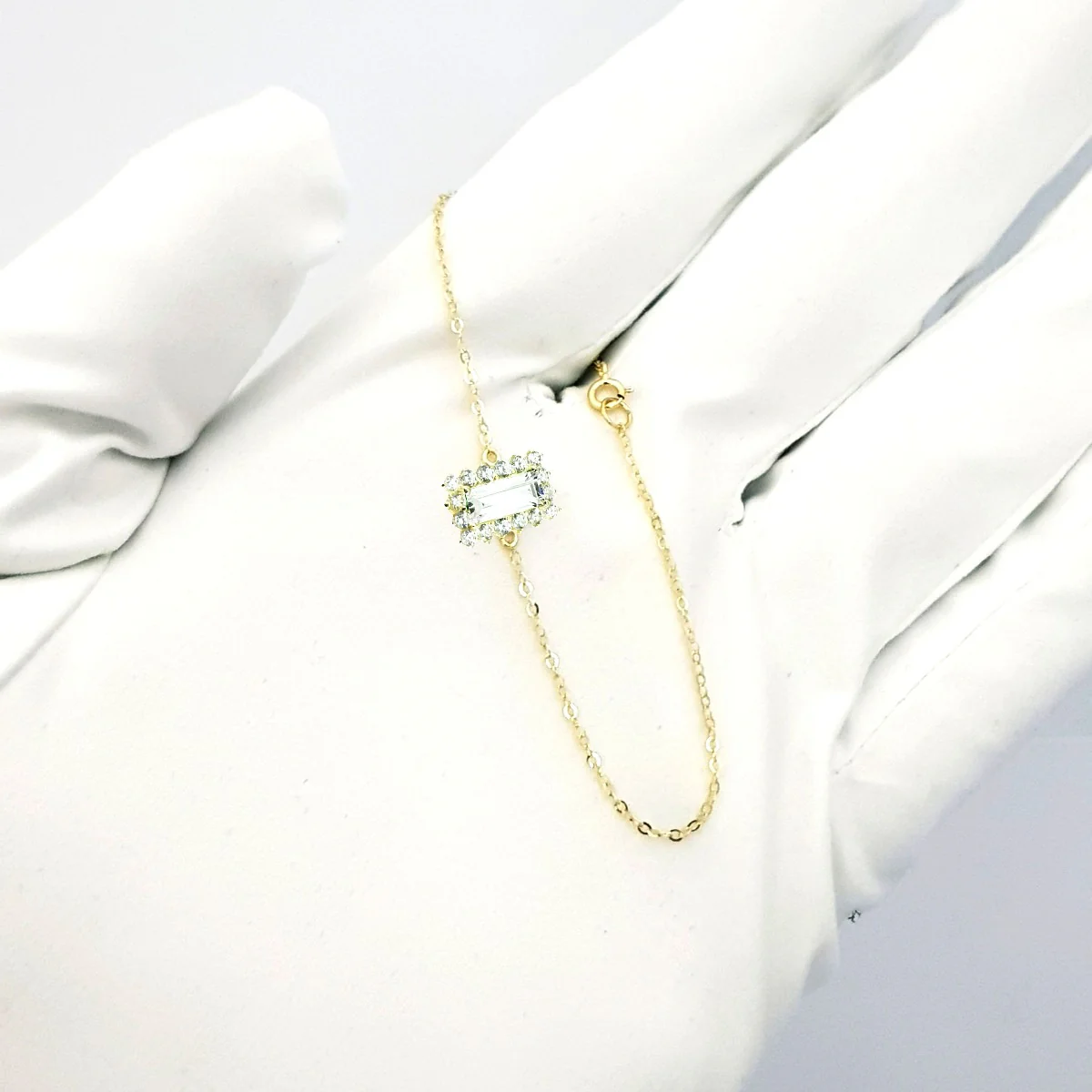 18K Pure Gold Crystal Stone Bracelet - Image 5