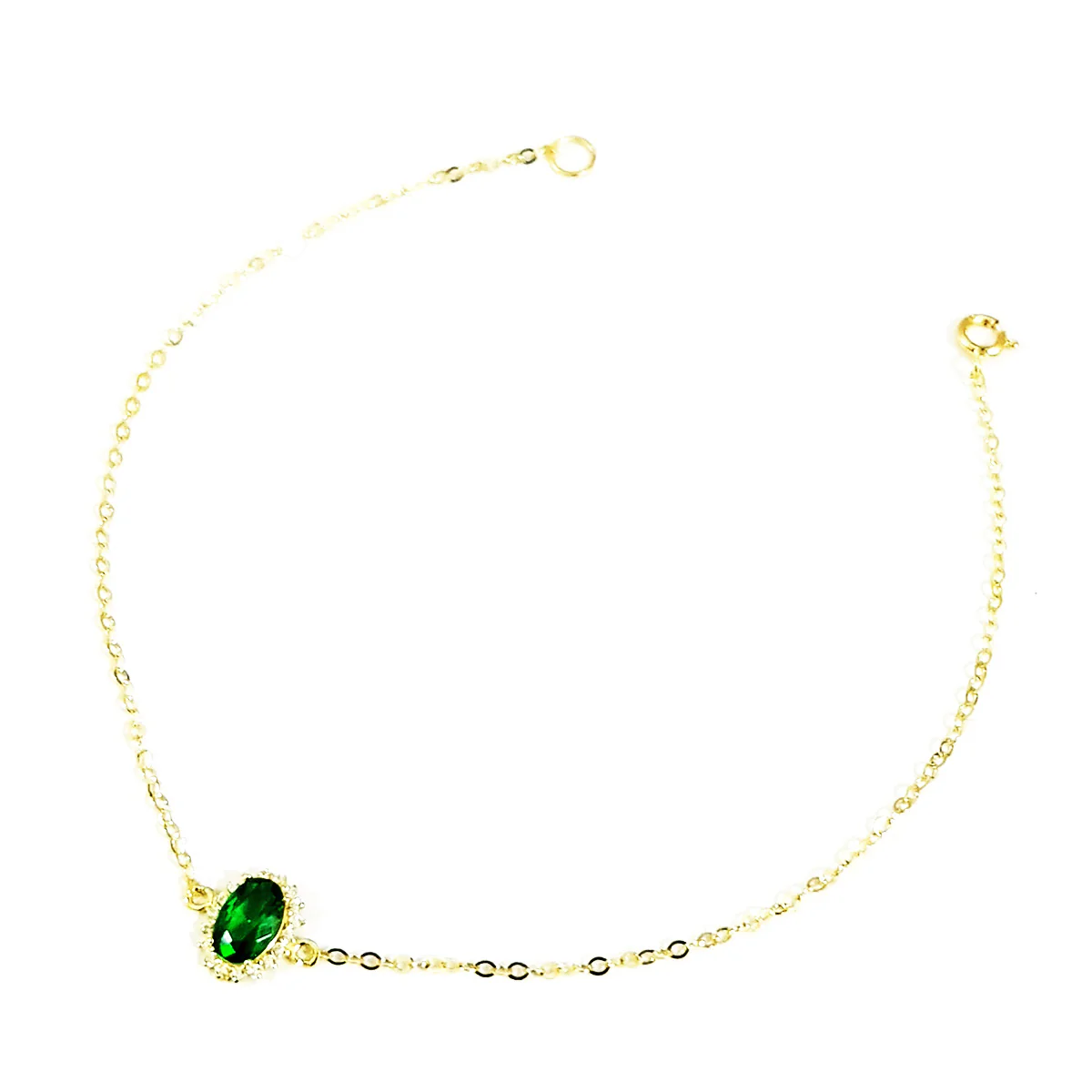 18K Pure Gold Green Stone Bracelet