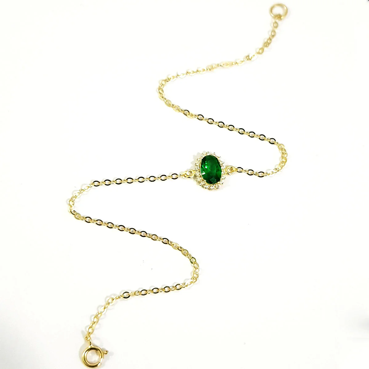 18K Pure Gold Green Stone Bracelet - Image 2