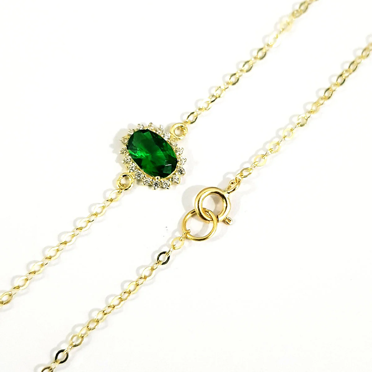 18K Pure Gold Green Stone Bracelet - Image 4