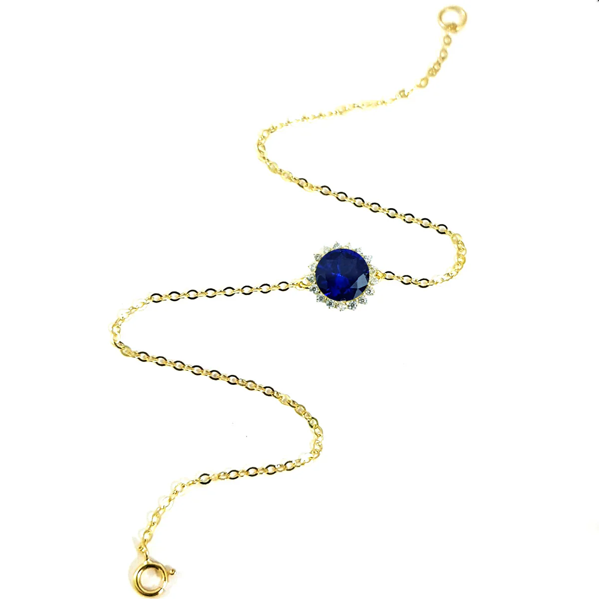 18K Pure Gold Blue Stone Bracelet - Image 2