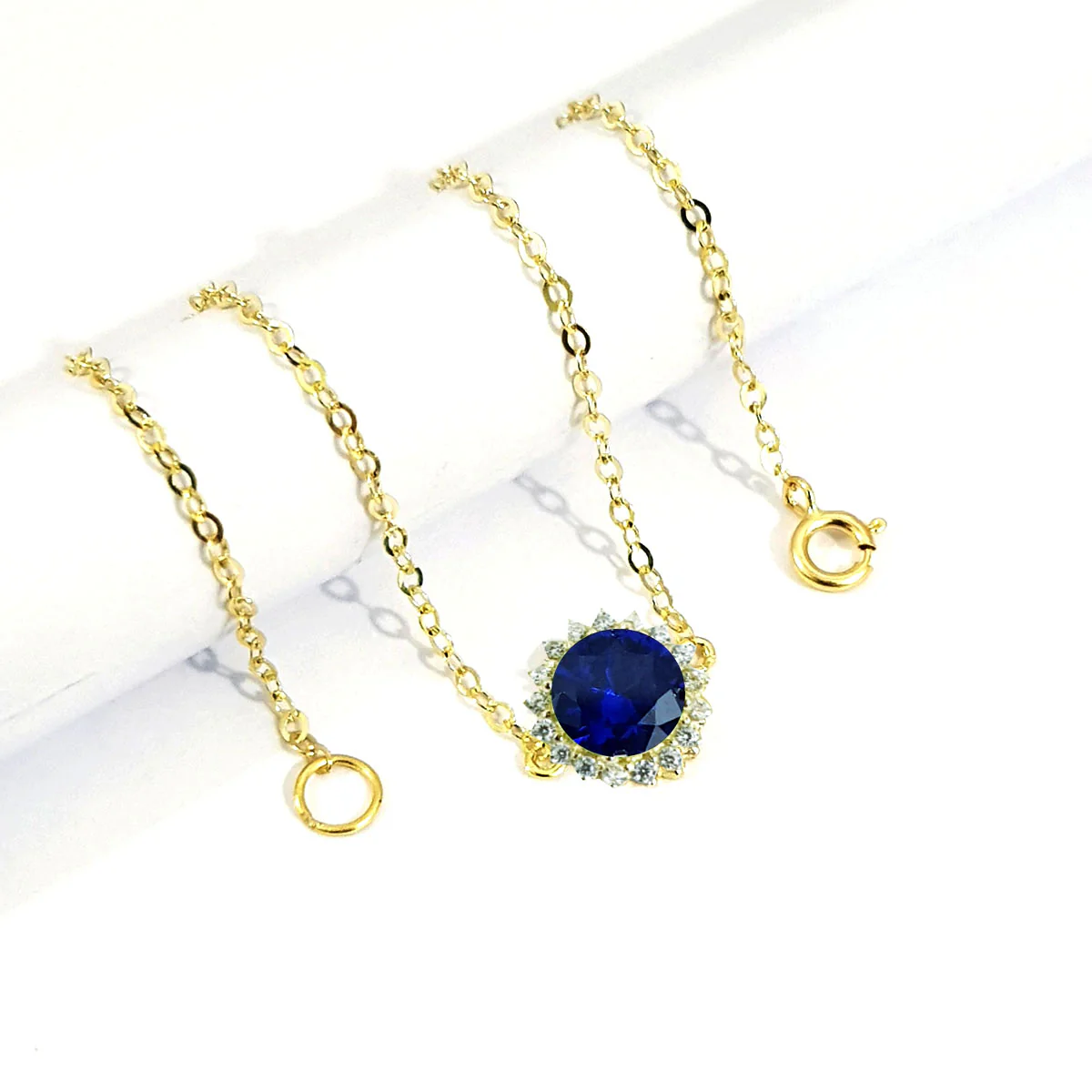 18K Pure Gold Blue Stone Bracelet - Image 3