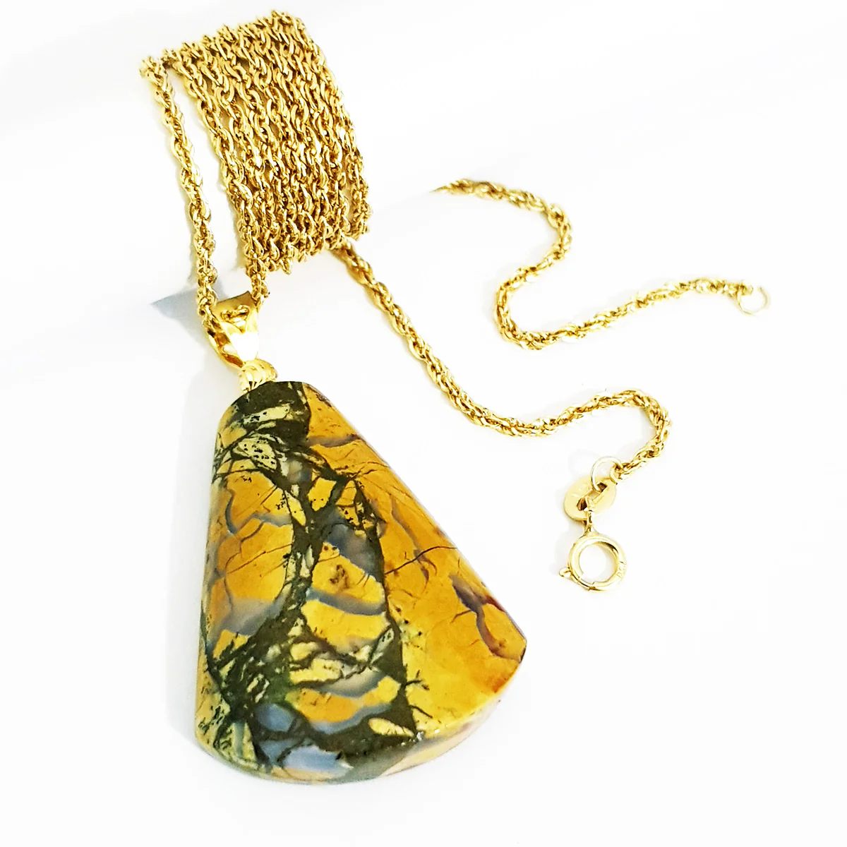 18K Pure Gold Yellow Stone Necklace - Image 3