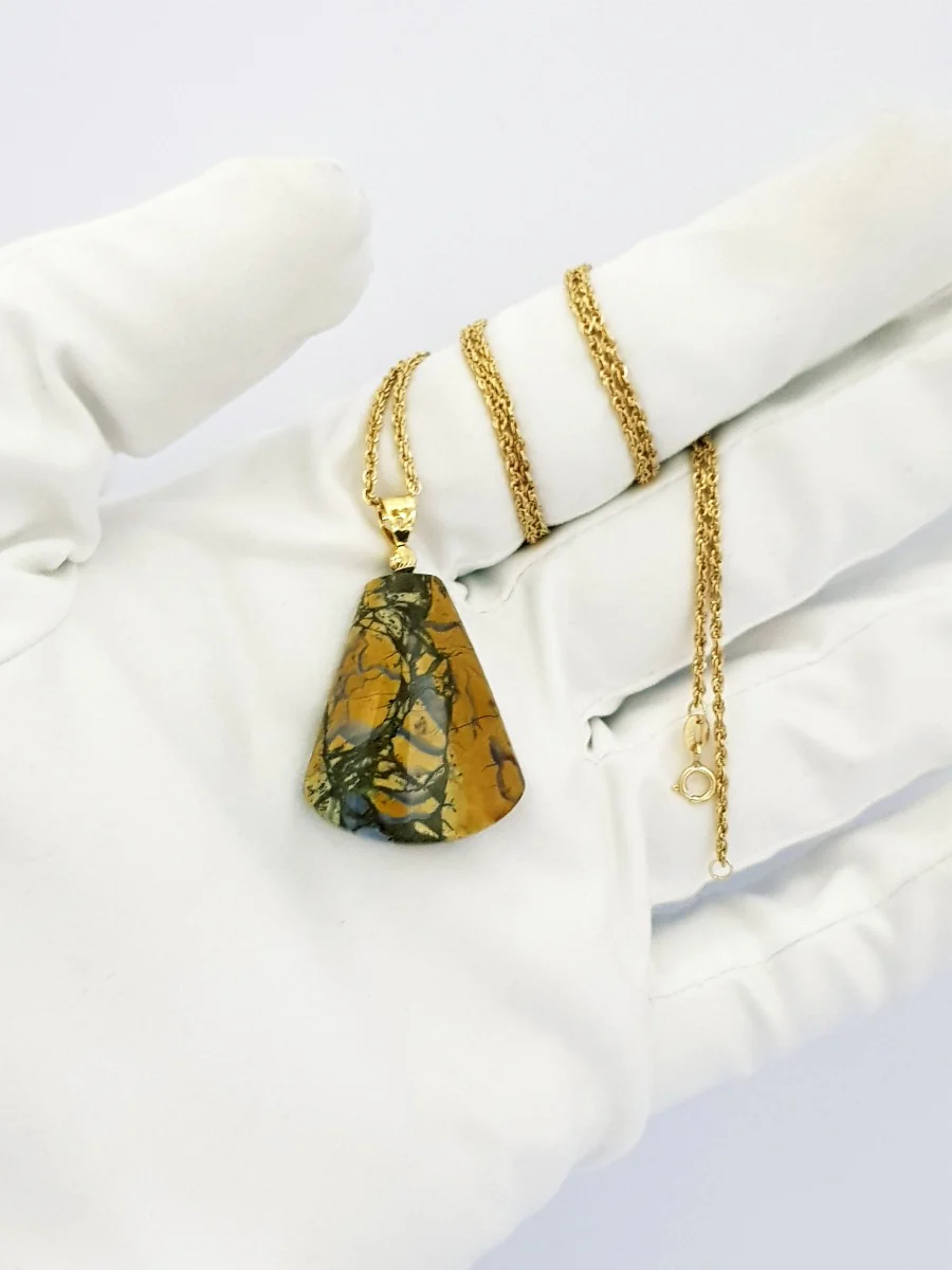 18K Pure Gold Yellow Stone Necklace - Image 4