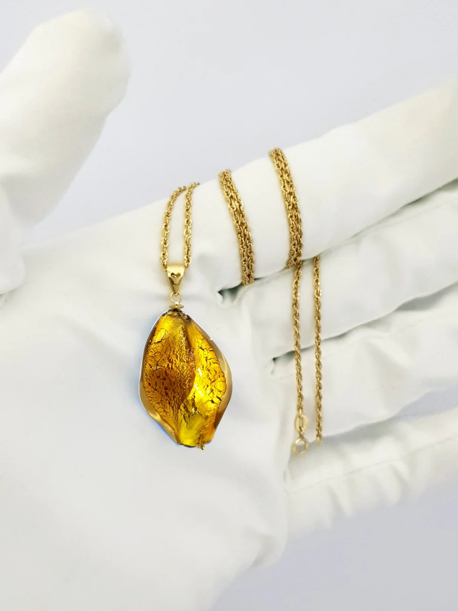 18K Pure Gold Stone Necklace - Image 4