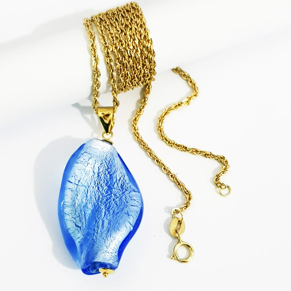 18K Pure Gold Blue Stone Necklace - Image 3