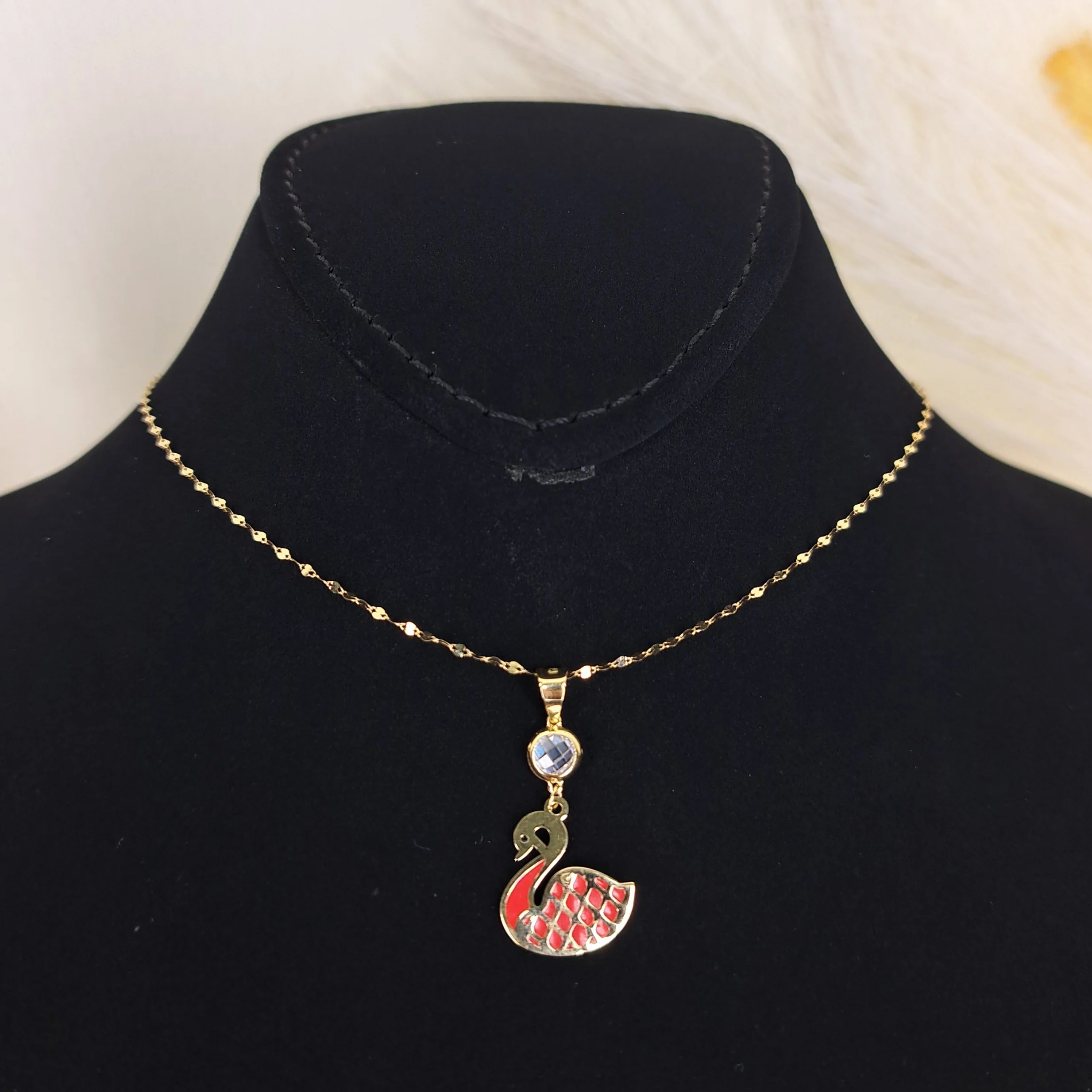 18K Pure Gold Swan Necklace - Image 6