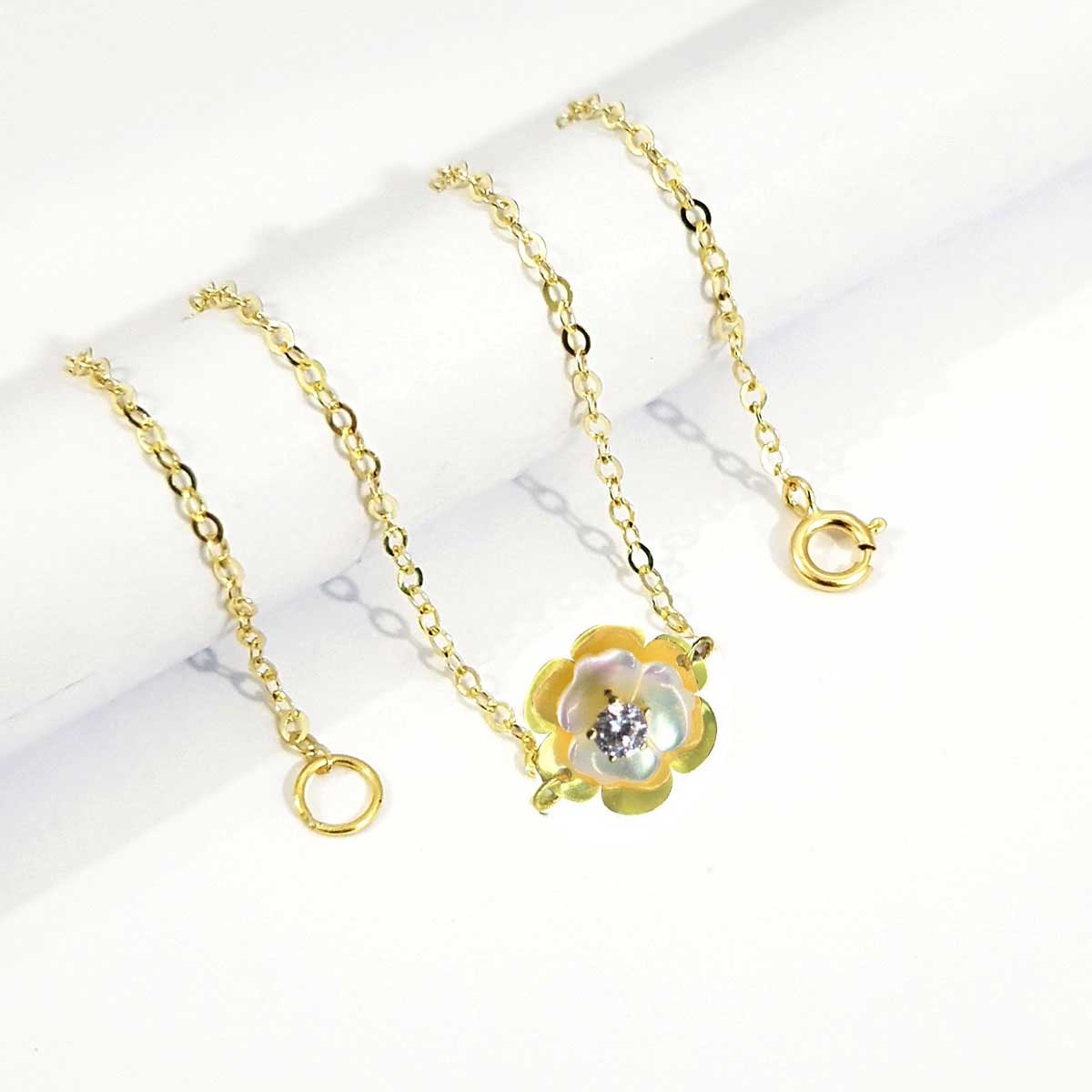 18K Pure Gold Milky White Swarski Bracelet - Image 3