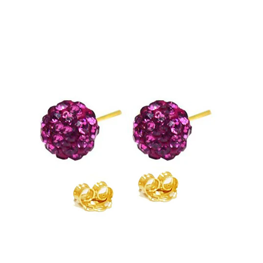 18K Pure Gold Swarski Earrings