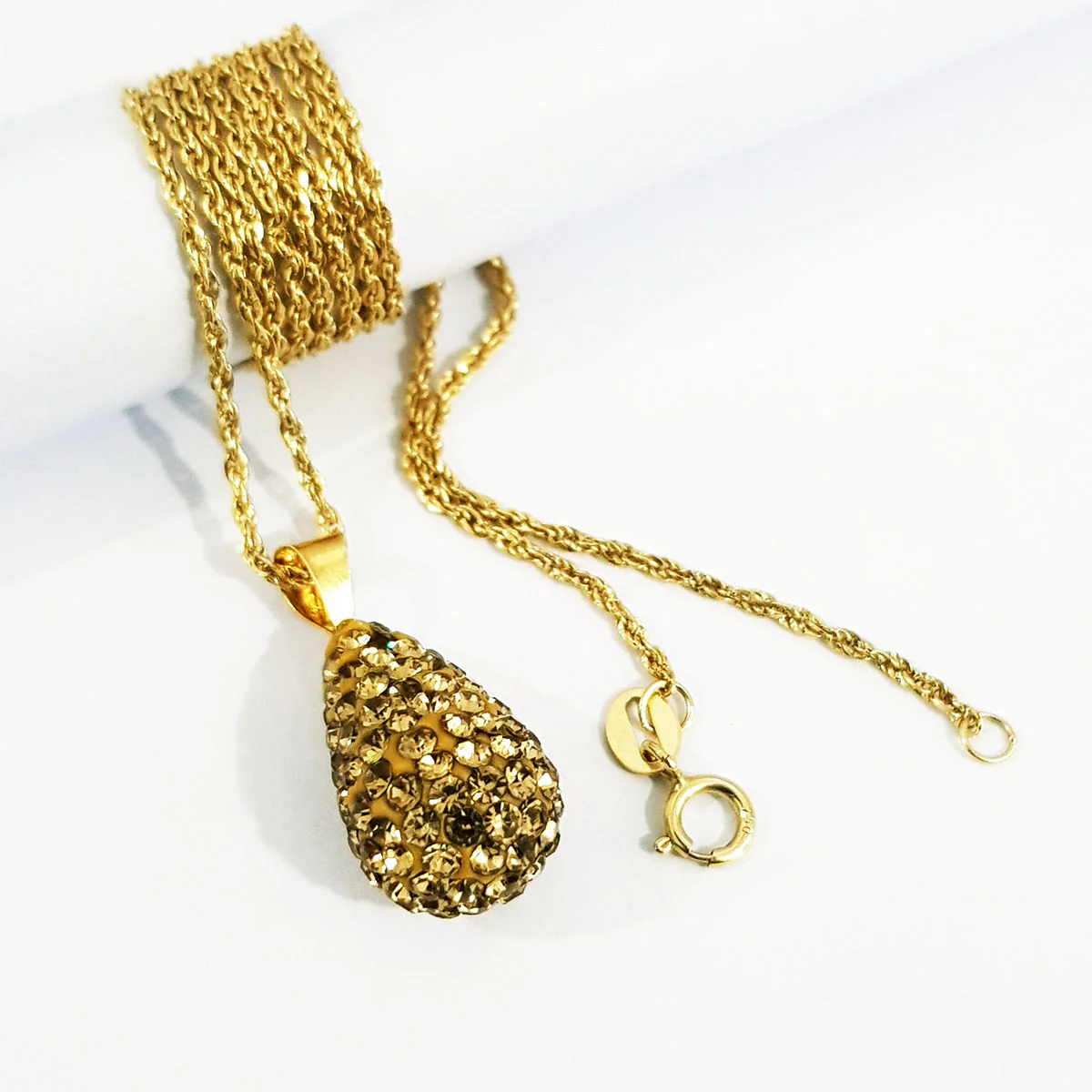 18K Pure Gold Swarski Necklace - Image 3