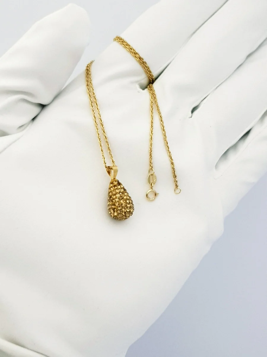 18K Pure Gold Swarski Necklace - Image 4