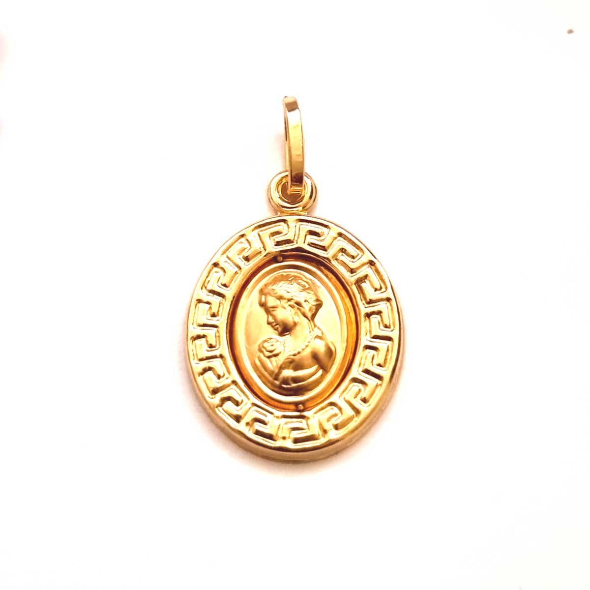 18K Pure Gold V.R.C Oval Necklace - Image 3