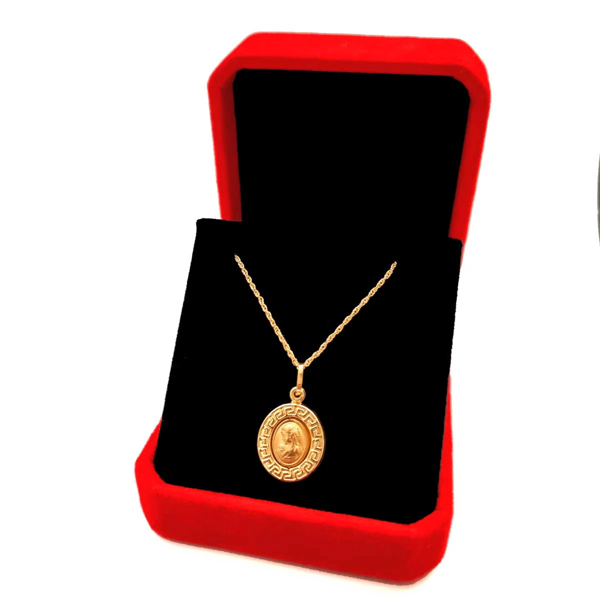 18K Pure Gold V.R.C Oval Necklace - Image 5