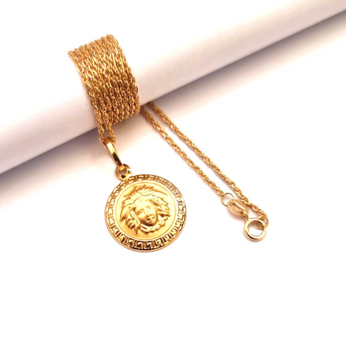 18K Pure Gold Versace Pendant Necklace - Image 3