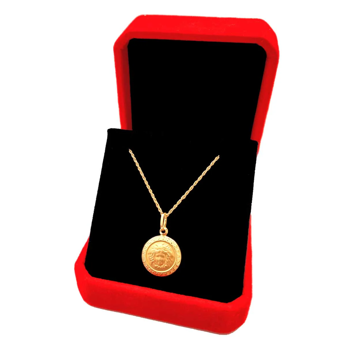 18K Pure Gold Versace Pendant Necklace - Image 4