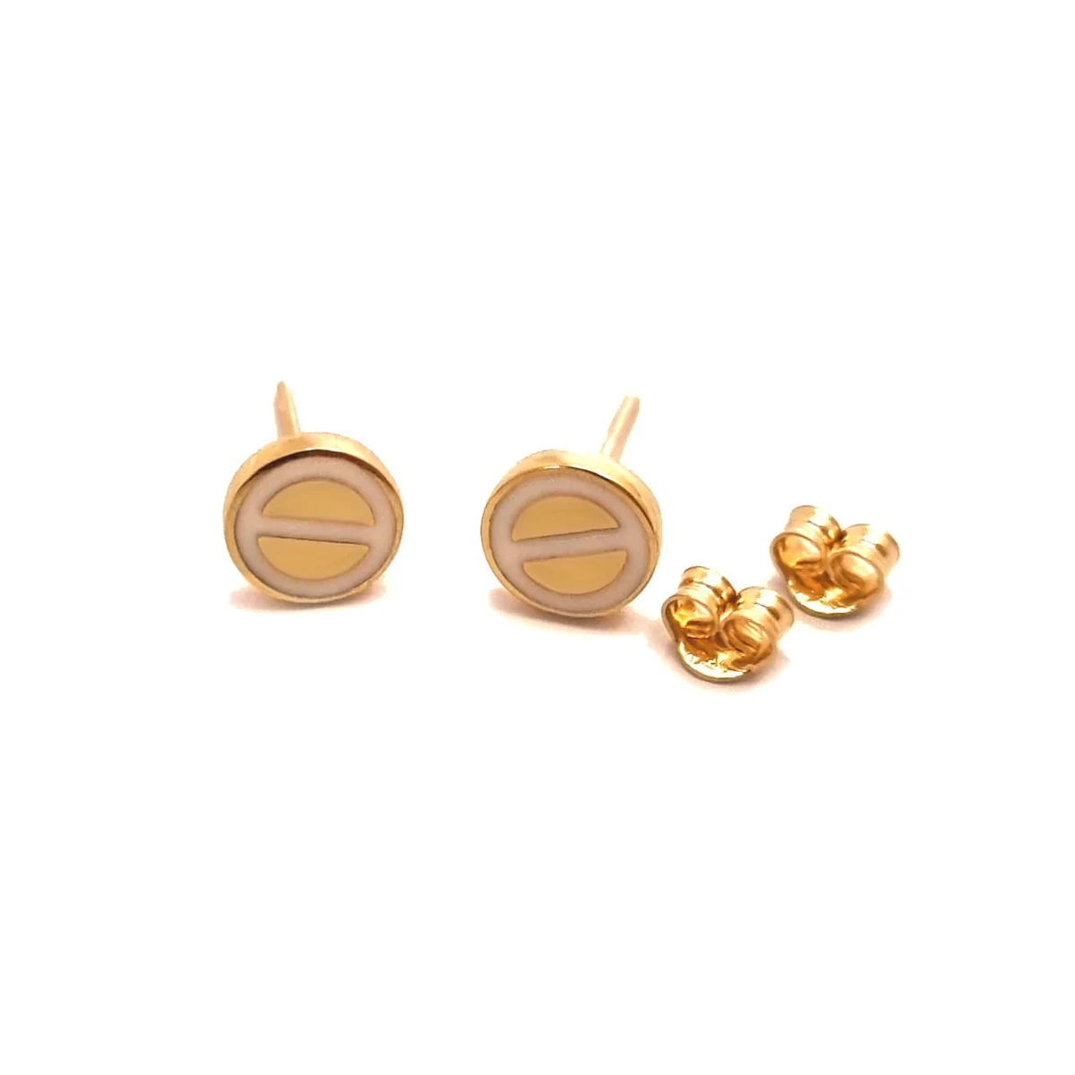 18K Pure Gold White Elegant Stud Earrings Design - Image 3
