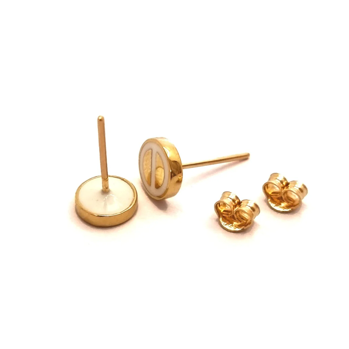 18K Pure Gold White Elegant Stud Earrings Design - Image 4