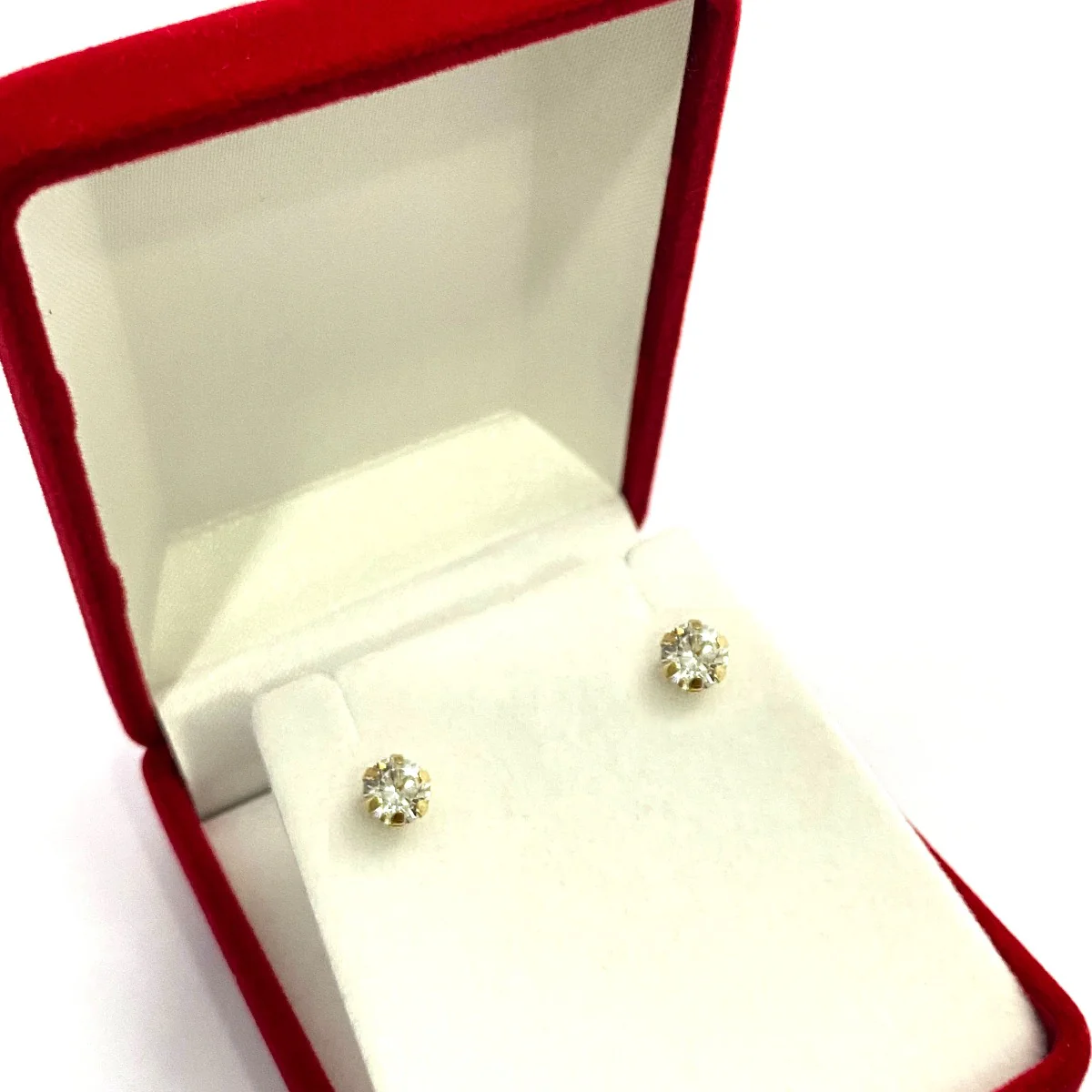 18K Pure Gold Solitaire Stud Earrings Design - Image 2