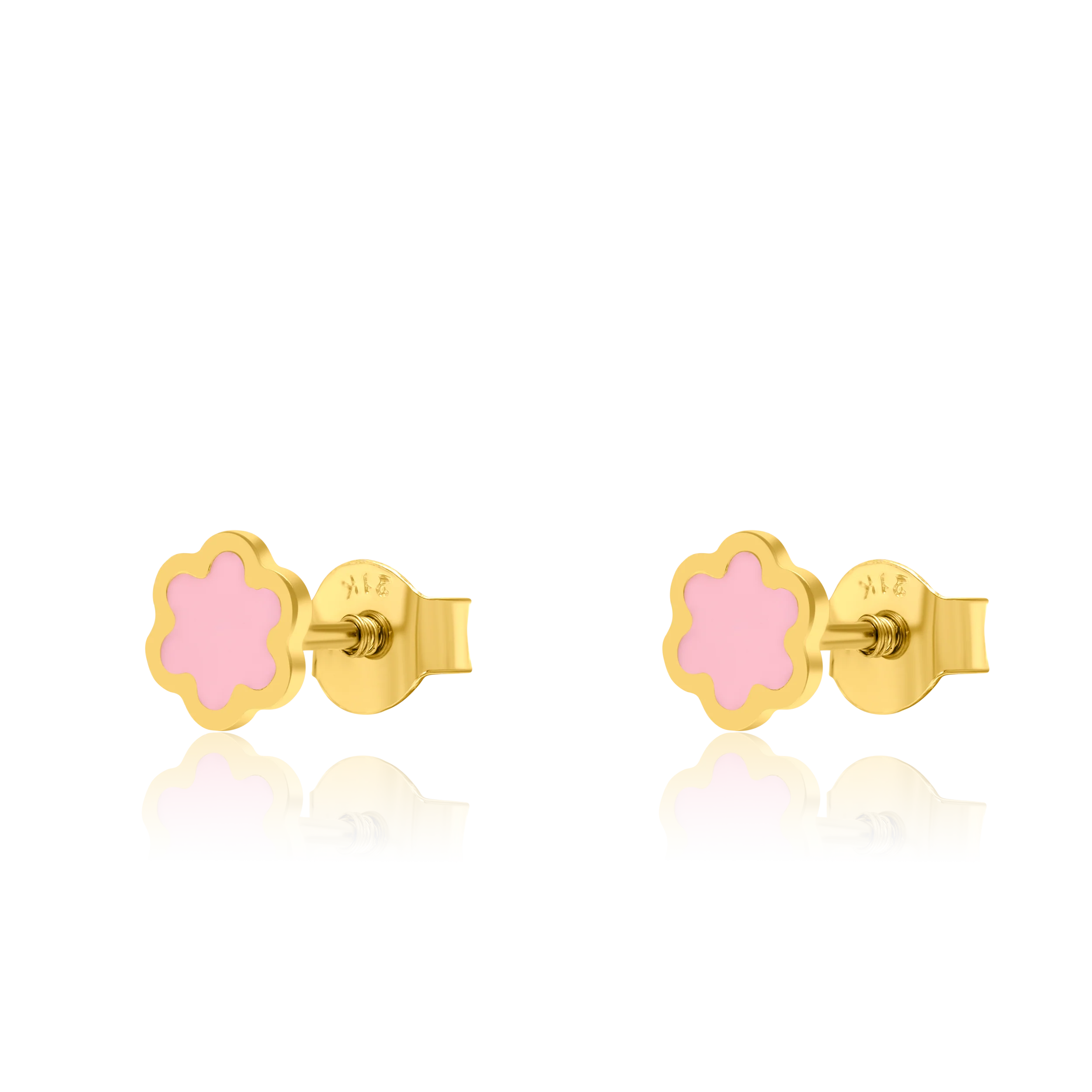 21K Pure Gold Pink Flower Earring Set Talagold