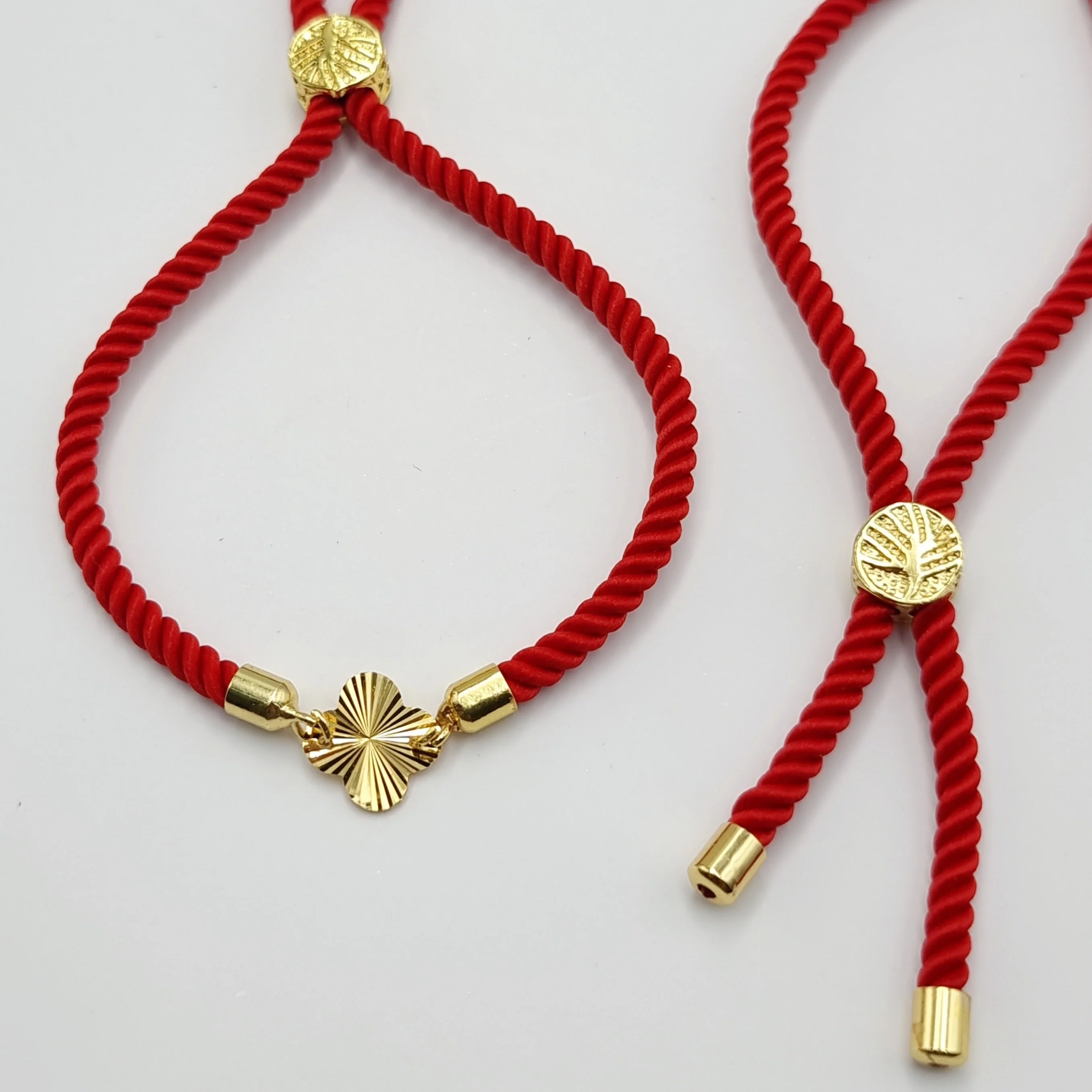 21K Pure Gold Thread Adjustable Flower Design Bracelet - Image 10